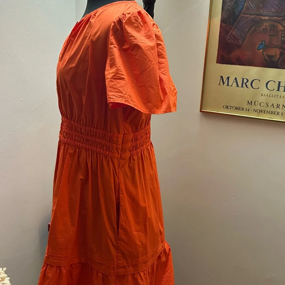 Quince large worn once Orange Short Dress with pockets! - Picture 3 of 6
